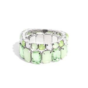 Elegant Silver and Green Gemstone Bracelets